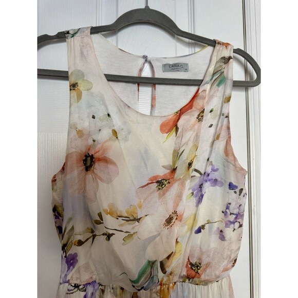 NWOT Lara G.women’s Silk Blend Medium Maxi Long Floral Dress  Made In Italy - Picture 2 of 11